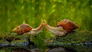 Snails ‘kissing’ in Sambas Regency, Indonesia (© Solent News/Rex Shutterstock)(Bing United States)