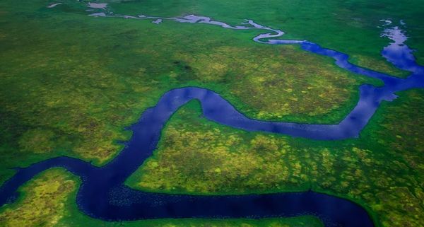 Meandering river near Cook Inlet, Anchorage, Alaska