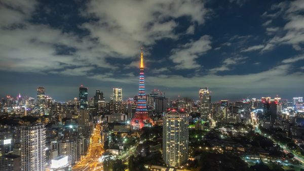 ライトアップされた夜の東京タワー, 東京