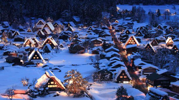 ｢白川郷のライトアップ｣岐阜, 白川村