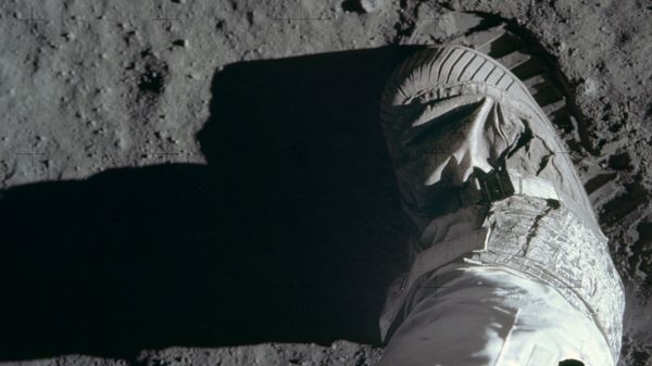 Buzz Aldrin's boot on lunar soil, Apollo 11 mission