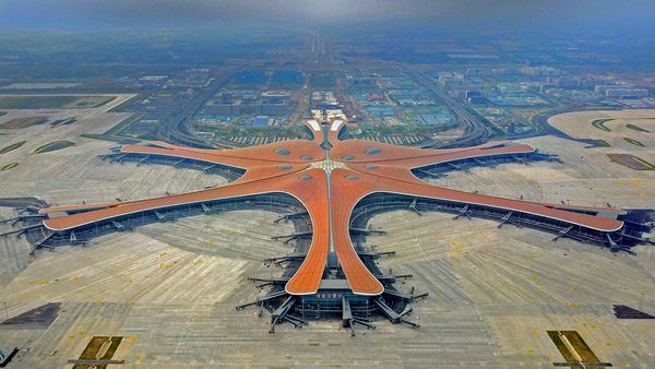 An aerial view of Daxing International Airport in Beijing, China