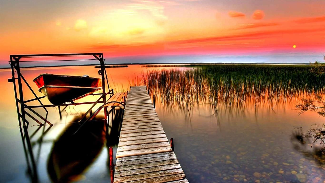 Boat on the launch at the dock, Saskatchewan, Canada