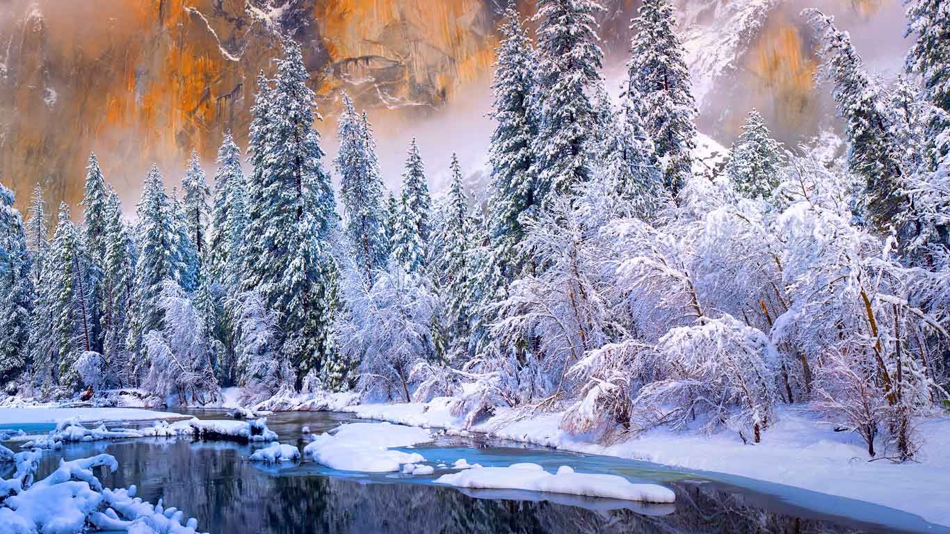 Yosemite National Park after a snow storm, California