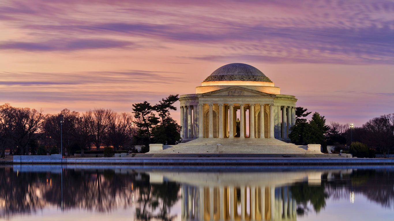 Thomas Jefferson Memorial reflected in the Tidal Basin, Washington, DC