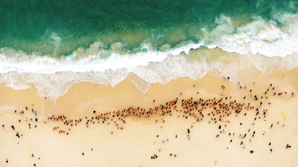 Swimmers at Bondi Beach in Sydney, Australia