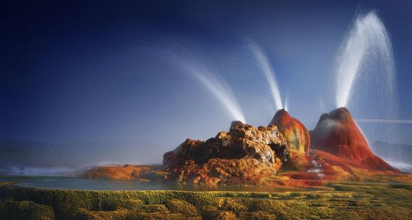 Geysers erupt in the Black Rock Desert in Nevada