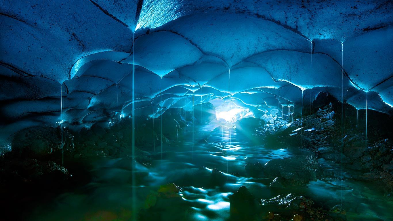 Inside an ice cave in Oregon's Three Sisters Wilderness