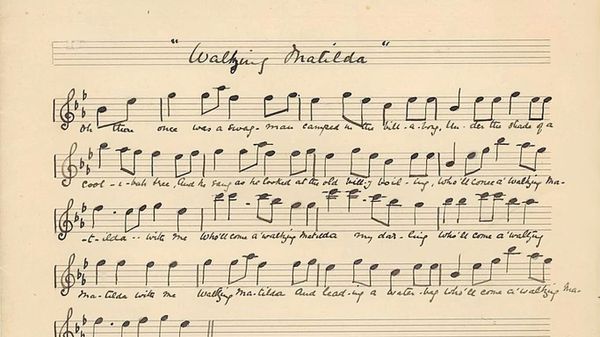Original lyrics of Waltzing Matilda - music by Christina Rutherford Macpherson, words by Banjo Paterson
