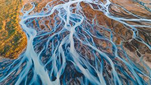 Aerial view of glacial rivers in Iceland (© rybarmarekk/Shutterstock)(Bing United States)