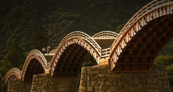 Wooden foot bridge in Iwakuni, Japan