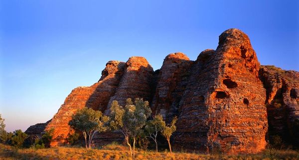 Rock formation at dusk, Purnululu National Park, Western Australia, Australia, Australasia/Australasia, Australia, Western Australia, Purnululu National Park