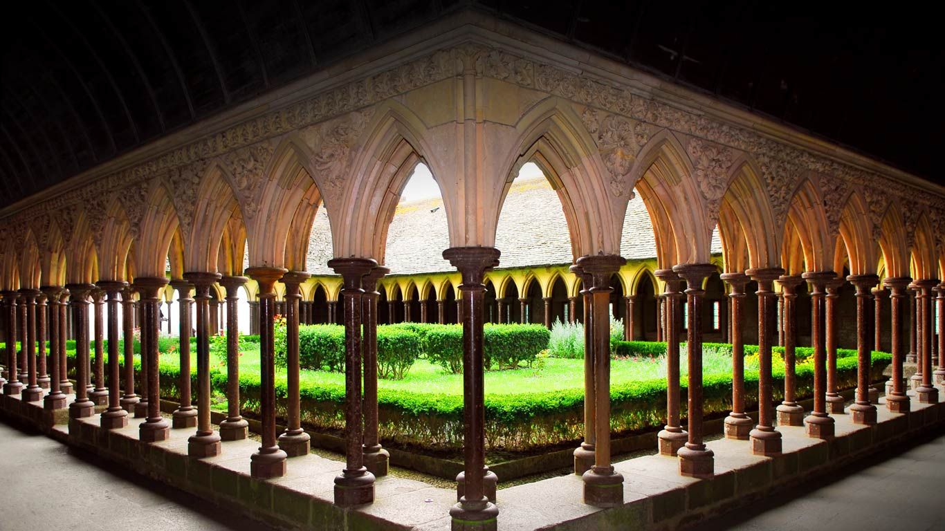 Cloister of Mont Saint-Michel Abbey, France