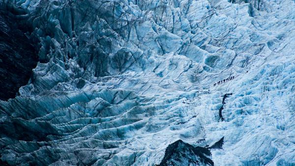 Hikers on Franz Josef Glacier, New Zealand