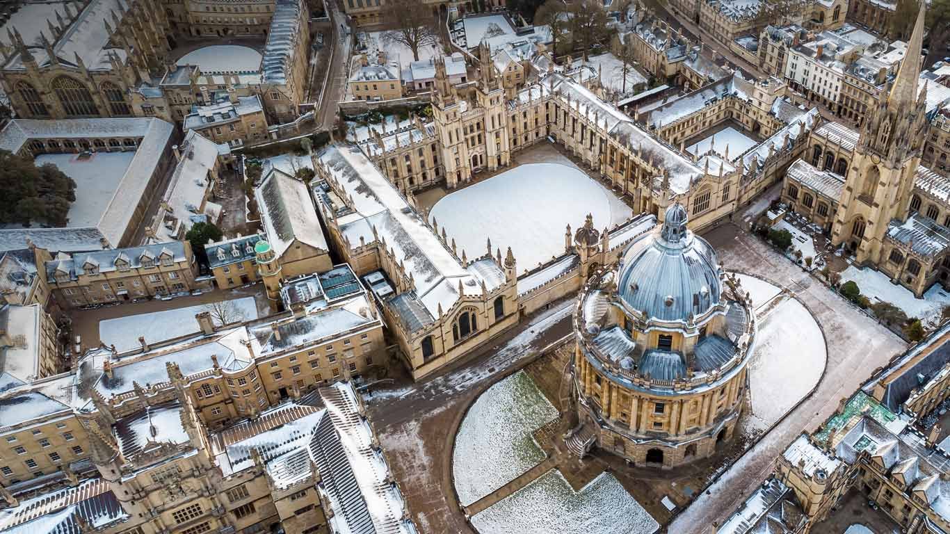 Aerial view of central Oxford, England