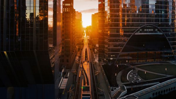 Chicagohenge sunset, Chicago, USA
