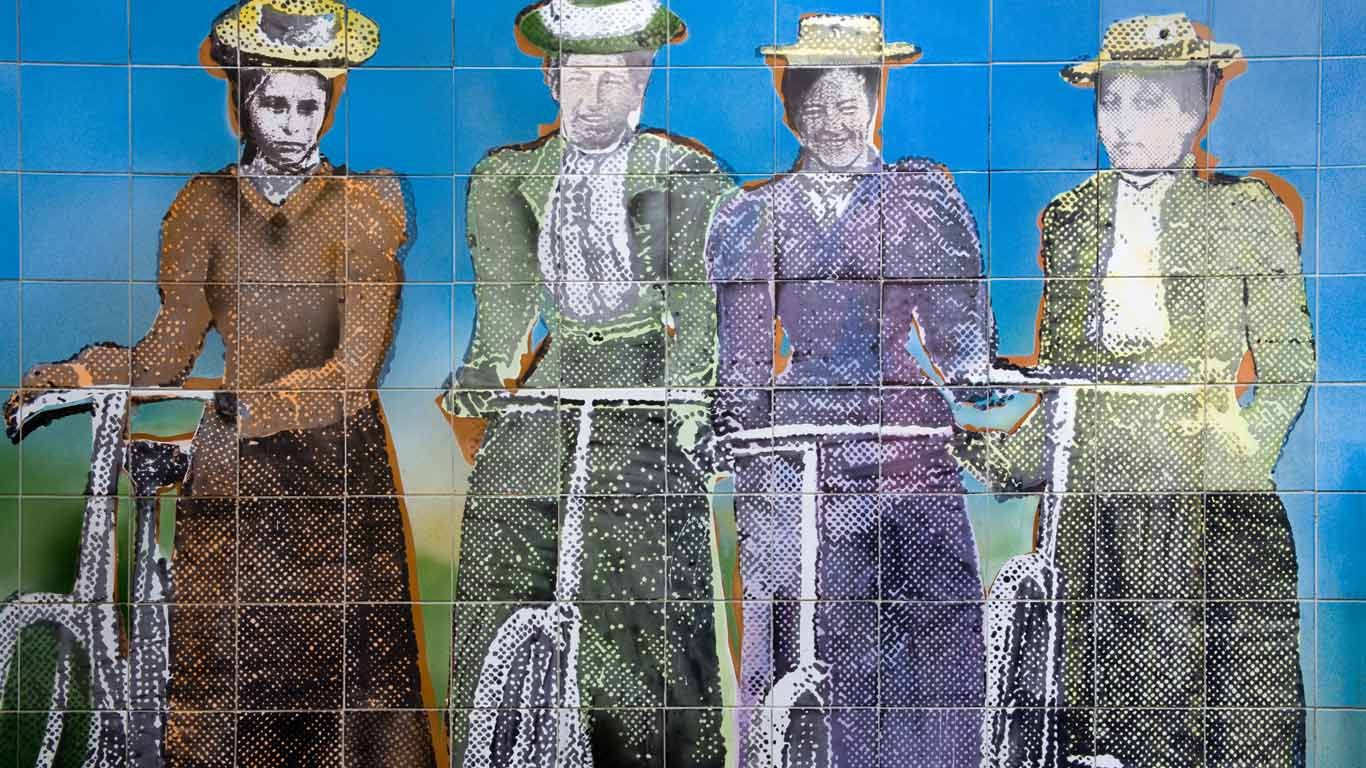 Women's suffrage tile mural outside the Auckland Art Gallery, New Zealand