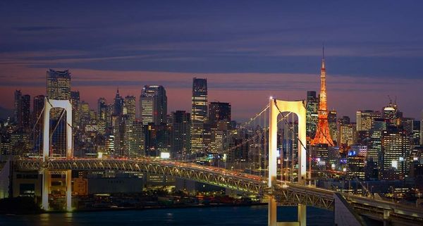 Rainbow Bridge and Tokyo Skyline, Japan