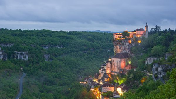 Village de Rocamadour au coucher du soleil, Lot, Occitanie