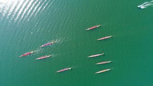 【今日端午节】参加襄阳龙舟大赛的12只龙舟，中国湖北省襄阳市（© VCG/Getty Images）(Bing China)