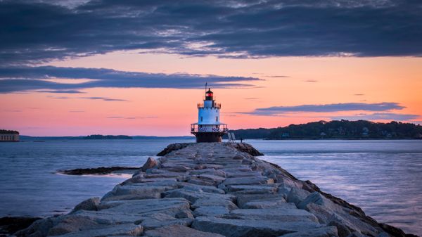Spring Point Ledge Light in South Portland, Maine, USA
