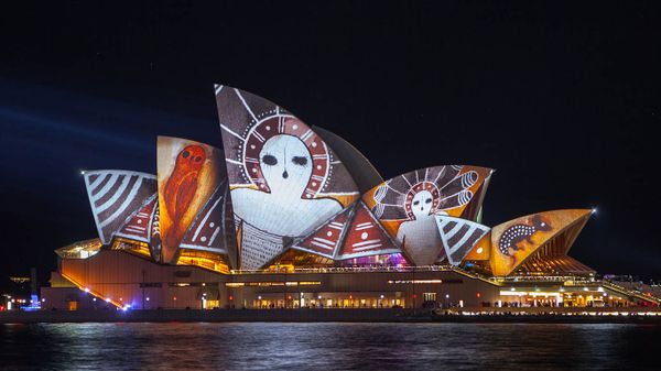 Light display on Sydney Opera House for the Vivid festival in 2016
