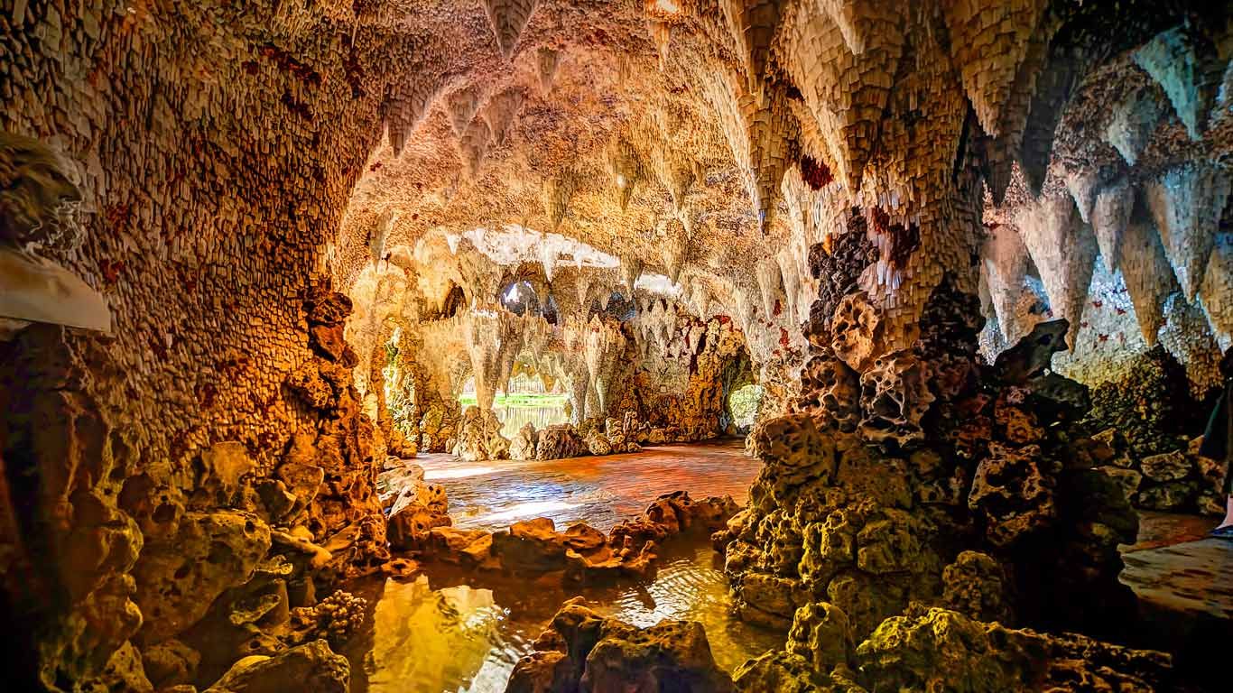 The crystal grotto of Painshill, a park in Cobham, England