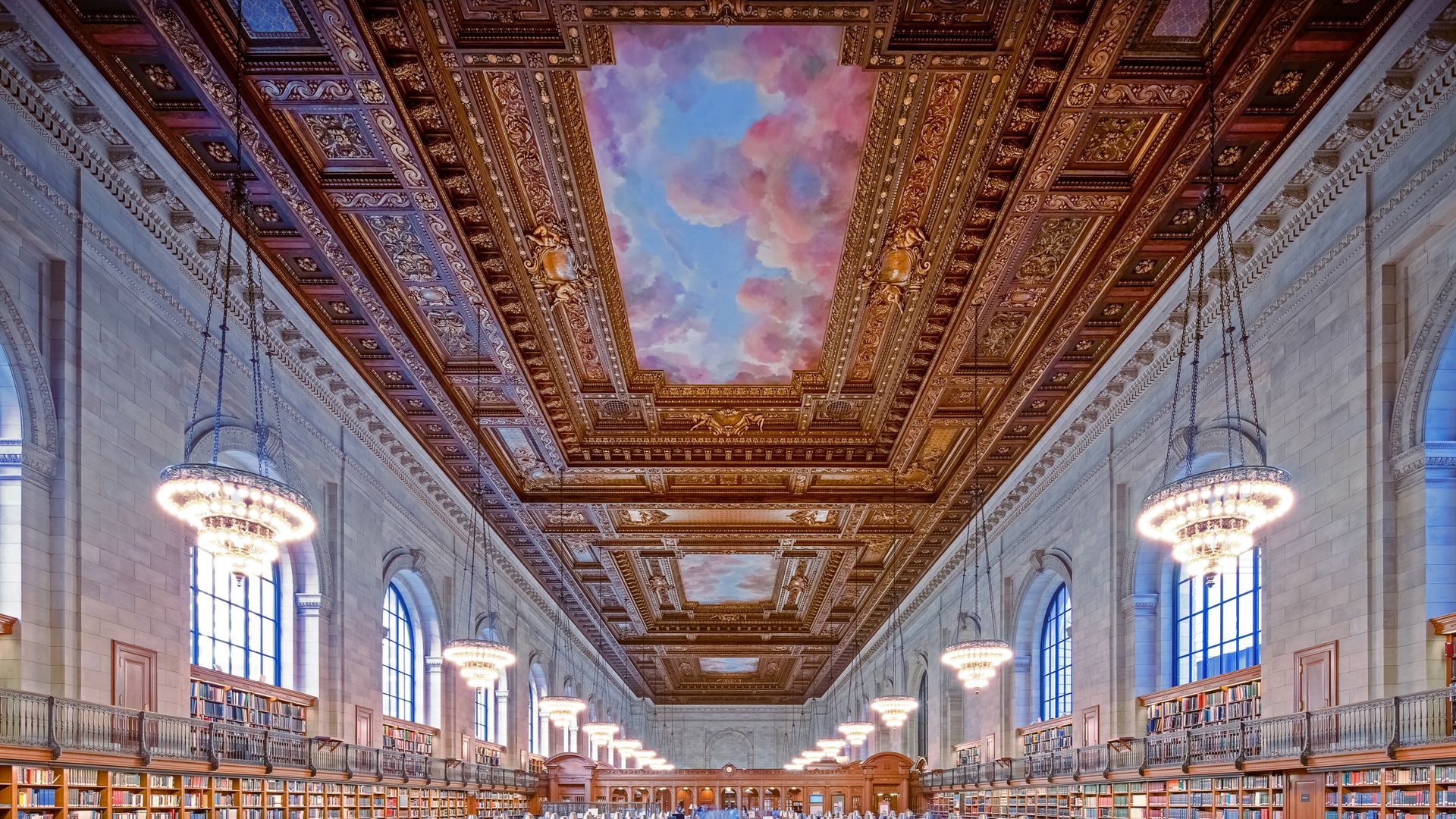 The renovated Rose Main Reading Room inside the New York Public Library Main Branch, New York City