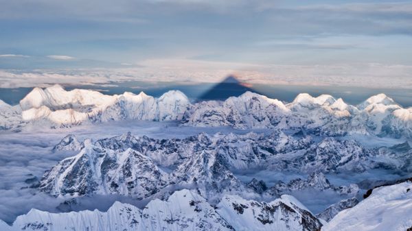 Mount Everest\'s shadow over the Himalayas, Nepal