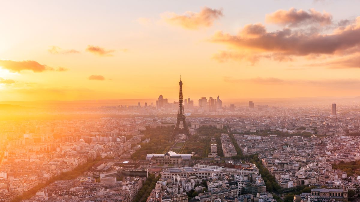 Eiffel Tower at sunset, Paris, France