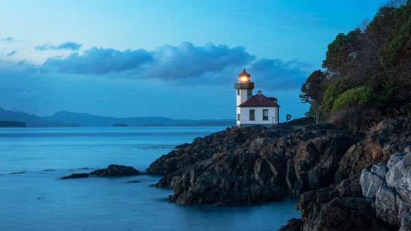 Faro Lime Kiln sull'isola di San Juan, stato di Washington, USA