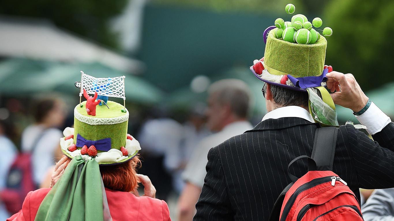 Spectators wearing hats at Wimbledon in 2017