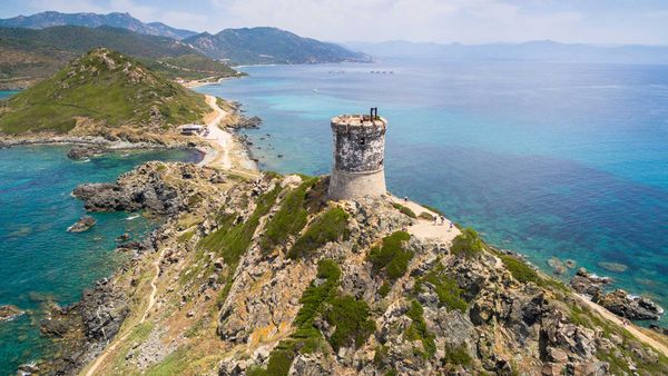 Aerial view of the Sanguinaires Islands in Corsica, France