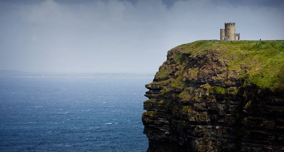 O'Brien's Tower sits atop the Cliffs of Moher and overlooks Galway Bay in Ireland