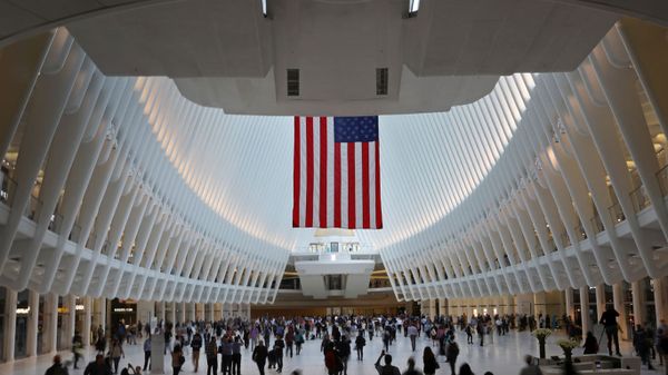 Inside the Oculus at the World Trade Center in Lower Manhattan