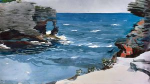 波士顿美术馆收藏的画家温斯洛·霍默的水彩画'Rocky Shore' (© Alamy)(Bing China)