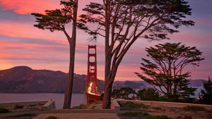 Le pont du Golden Gate et les Marin Headlands photographiés depuis le belvédère du Golden Gate à San Francisco, Californie (© Jeff Lewis/Tandem Stills + Motion)(Bing France)