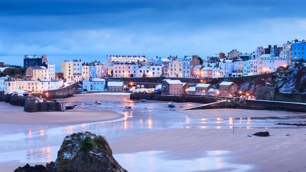 Wintertime at Tenby Harbour in Pembrokeshire, Wales