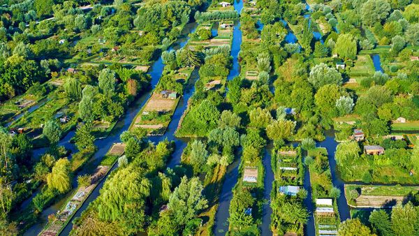 Aerial view of the marsh at Bourges, France