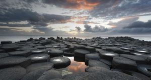 Sunset at the basalt columns of the Giant's Causeway, Londonderry, North Ireland (© Christian Handl/age fotostock) &copy; (Bing United Kingdom)