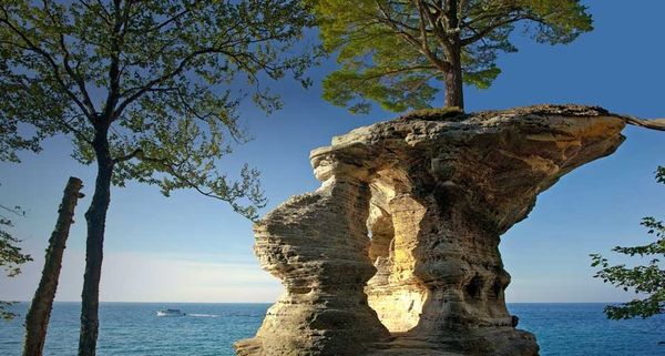 Chapel Rock in Pictured Rocks National Lakeshore, Michigan