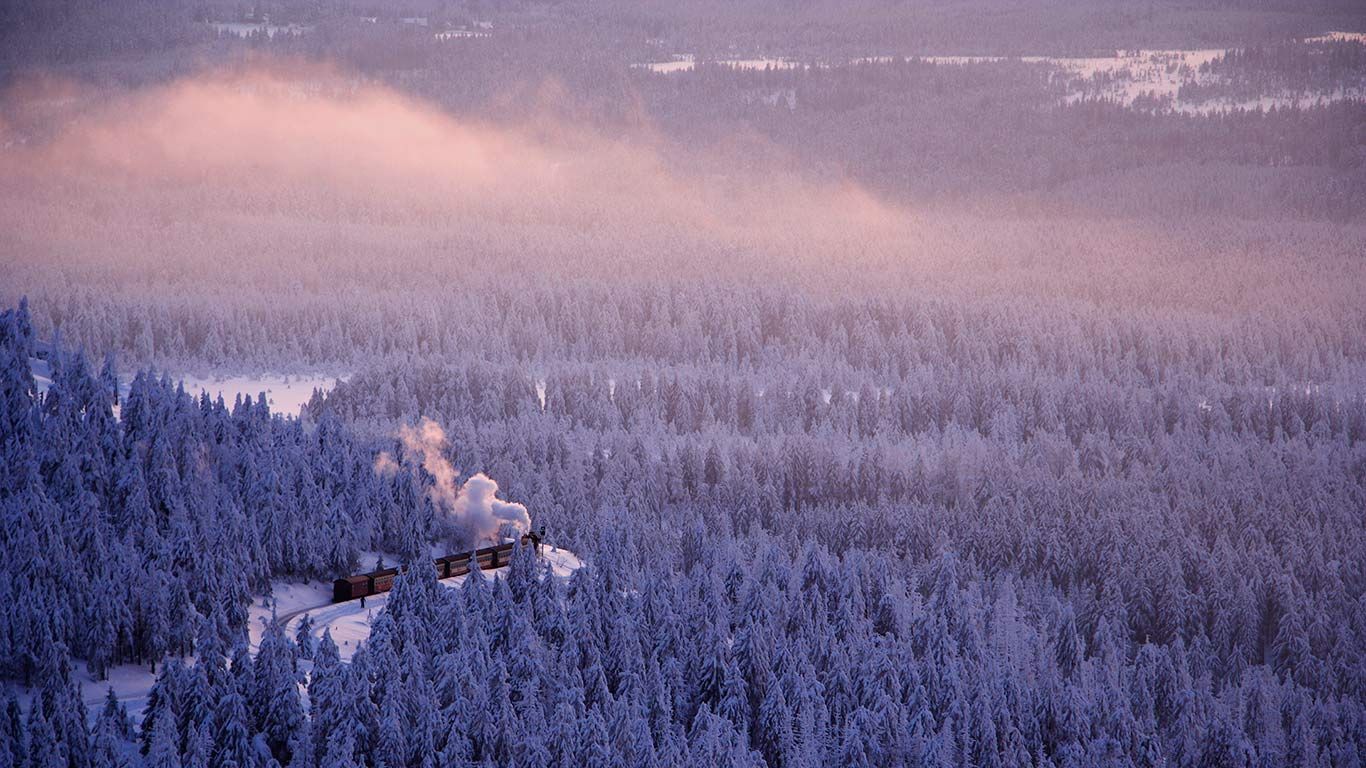 The Brocken Railway line in the Harz mountain range of Germany