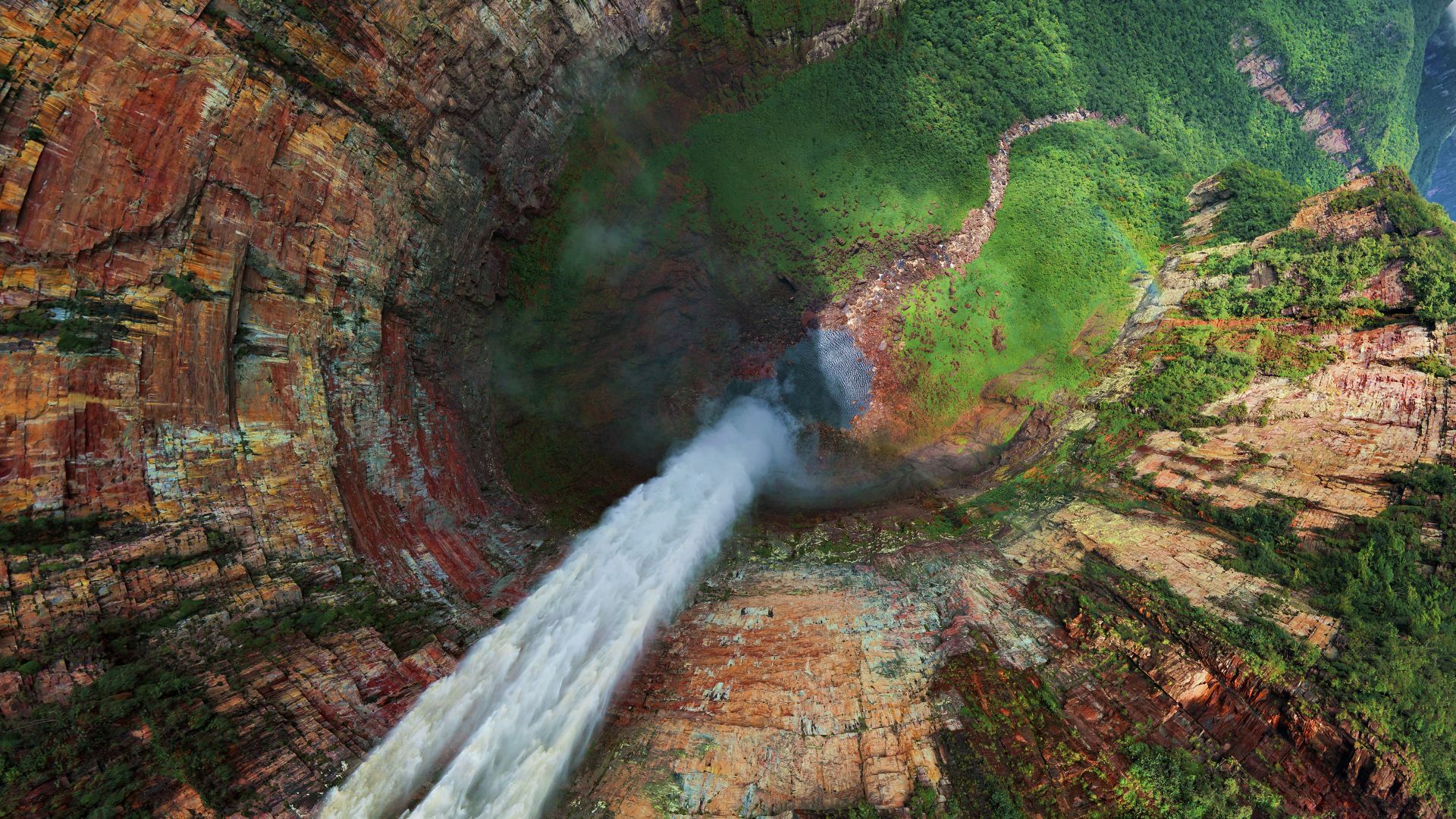 Aerial view of the Churún Merú waterfall, Venezuela