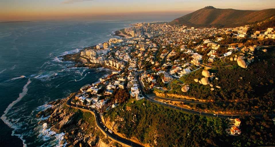 Cliffside suburbs just south of Cape Town, South Africa