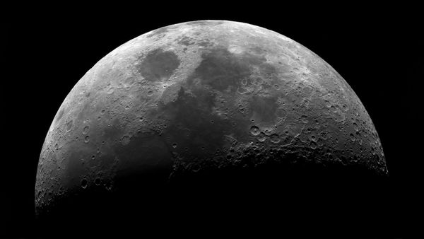 Photo of the moon's surface through a telescope