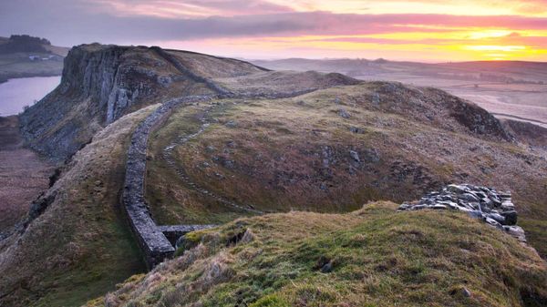 Sunrise over Hadrian's Wall at Steel Rigg in Northumberland
