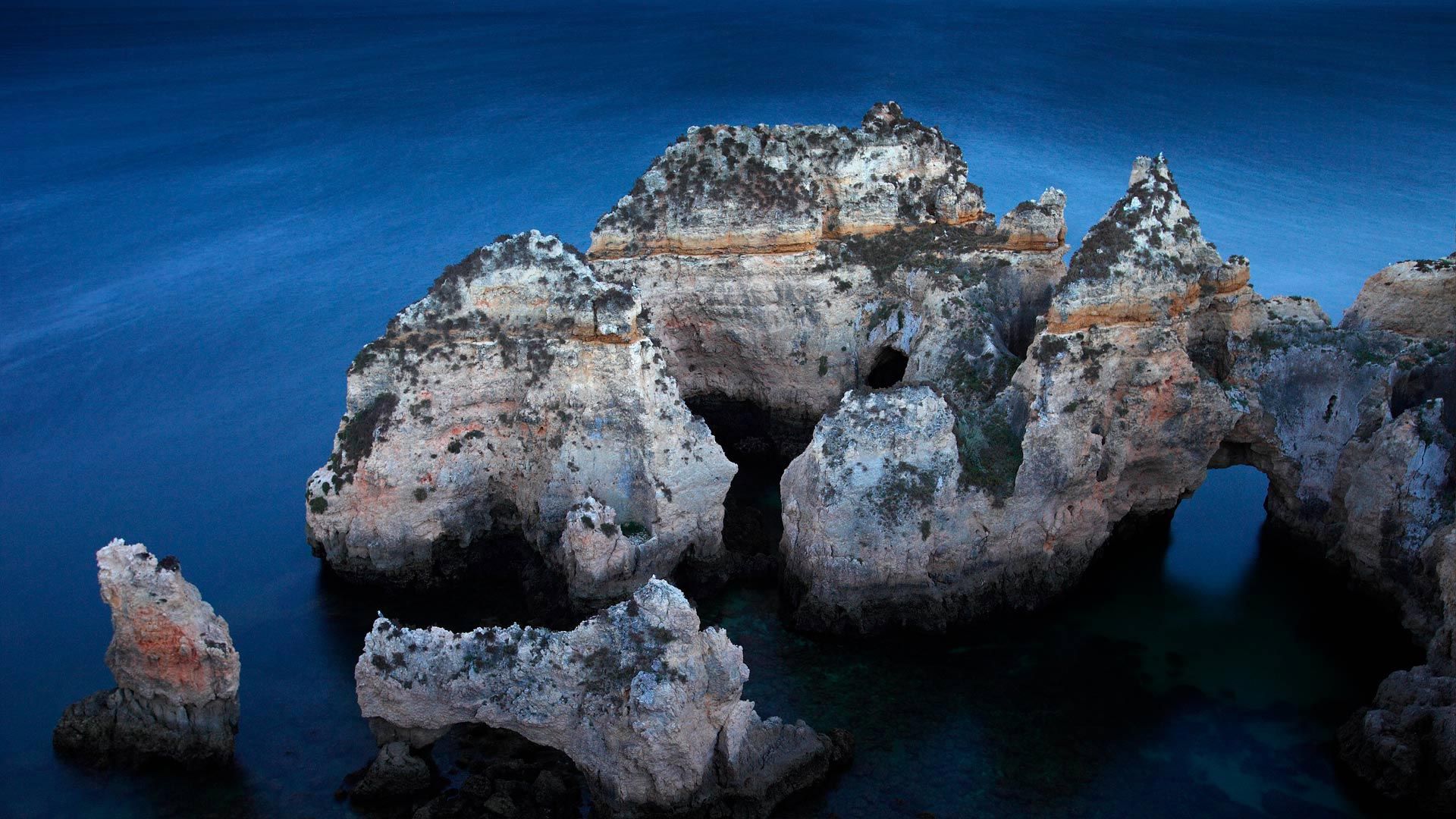 Ponta da Piedade rock formations off the coast of Algarve, Portugal