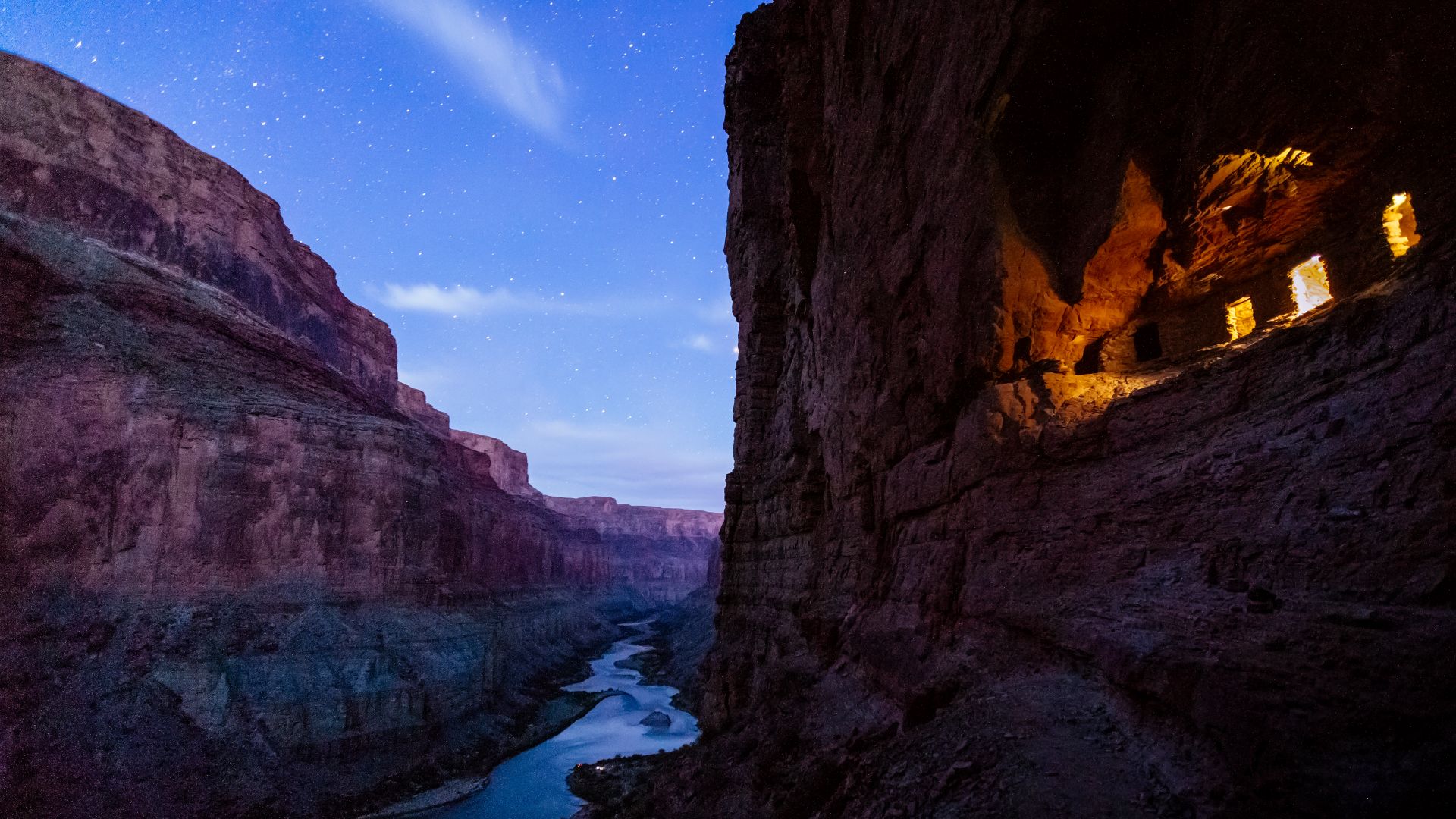 Ancestral Pueblo granaries at Nankoweap, Grand Canyon National Park, Arizona