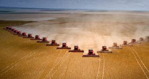 Soybeans are harvested at Fartura Farm, in Mato Grosso, Brazil – Paulo Fridman/Corbis &copy; (Bing United States)