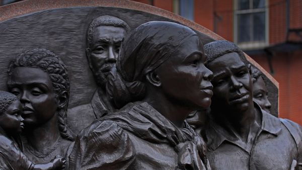 \'Step on Board,\' the Harriet Tubman Memorial, sculpted by Fern Cunningham, in Boston, Massachusetts